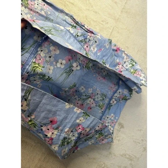 J. JILL Women's XS Petite Linen Clear Blue Floral Lagenlook Sleeveless Shift - Picture 4 of 7